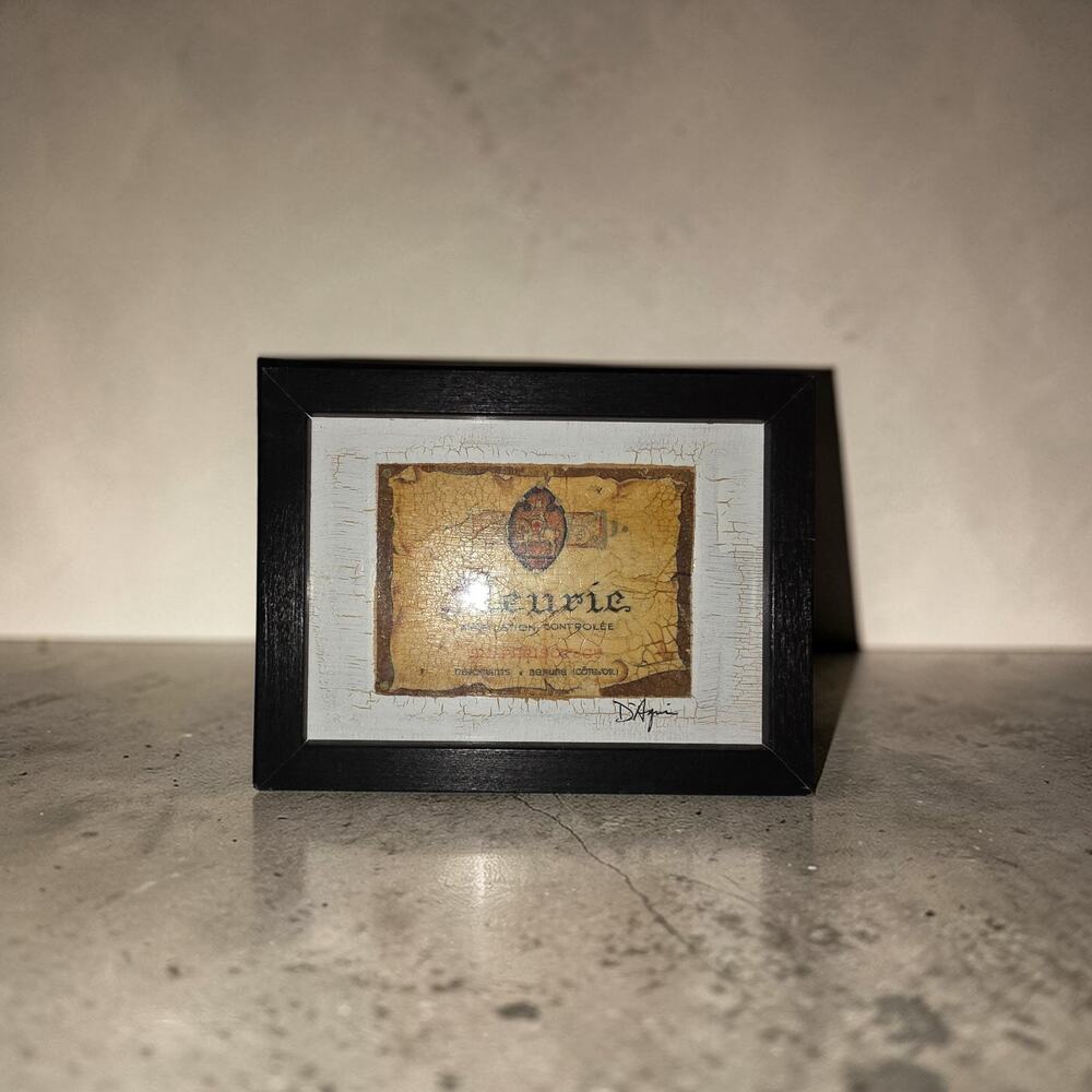 Vintage Fleurie Wine Label Art D'Agui Signature Wine Label